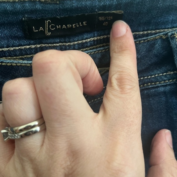 Women Denim  La Chapelle Blue Jean Shorts with embellishments. size 40 - Picture 2 of 5